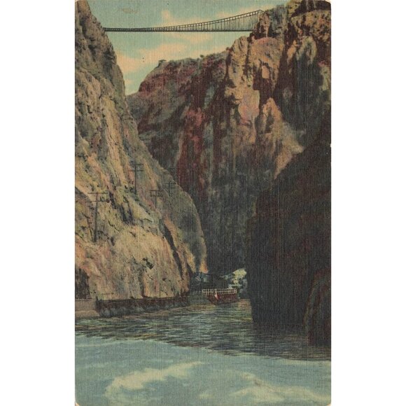 Curt Teich Co. Other - Postcard Vista at the Bottom of the Royal Gorge Colorado Vintage Linen Unposted